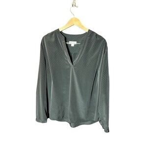 Ava & Viv Blouse Black Polka Dot Women’s‎ Black long Sleeve 1X